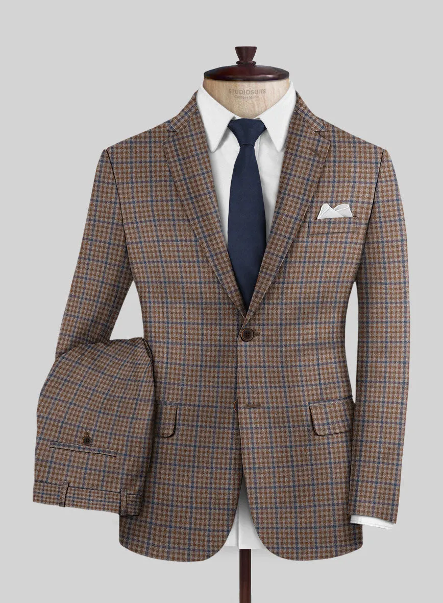 Reda Baez Brown Checks Wool Suit