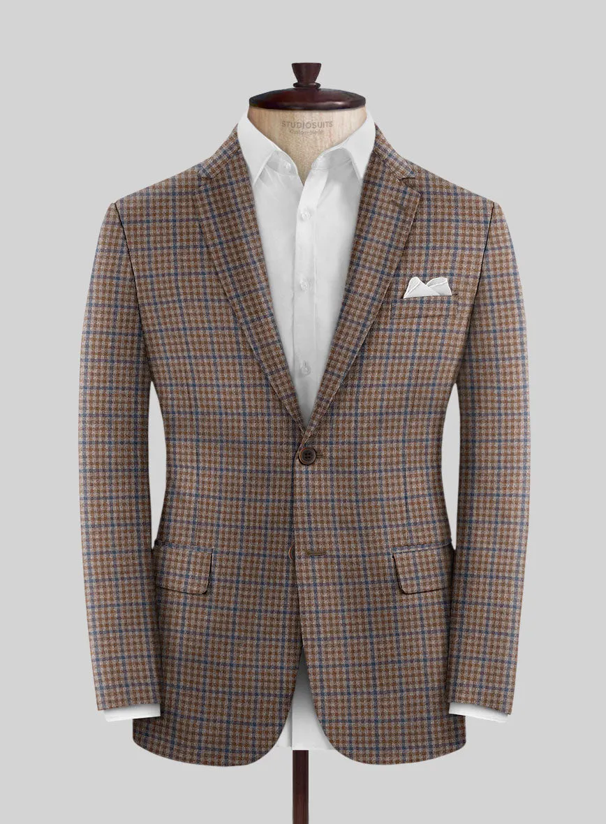 Reda Baez Brown Checks Wool Suit