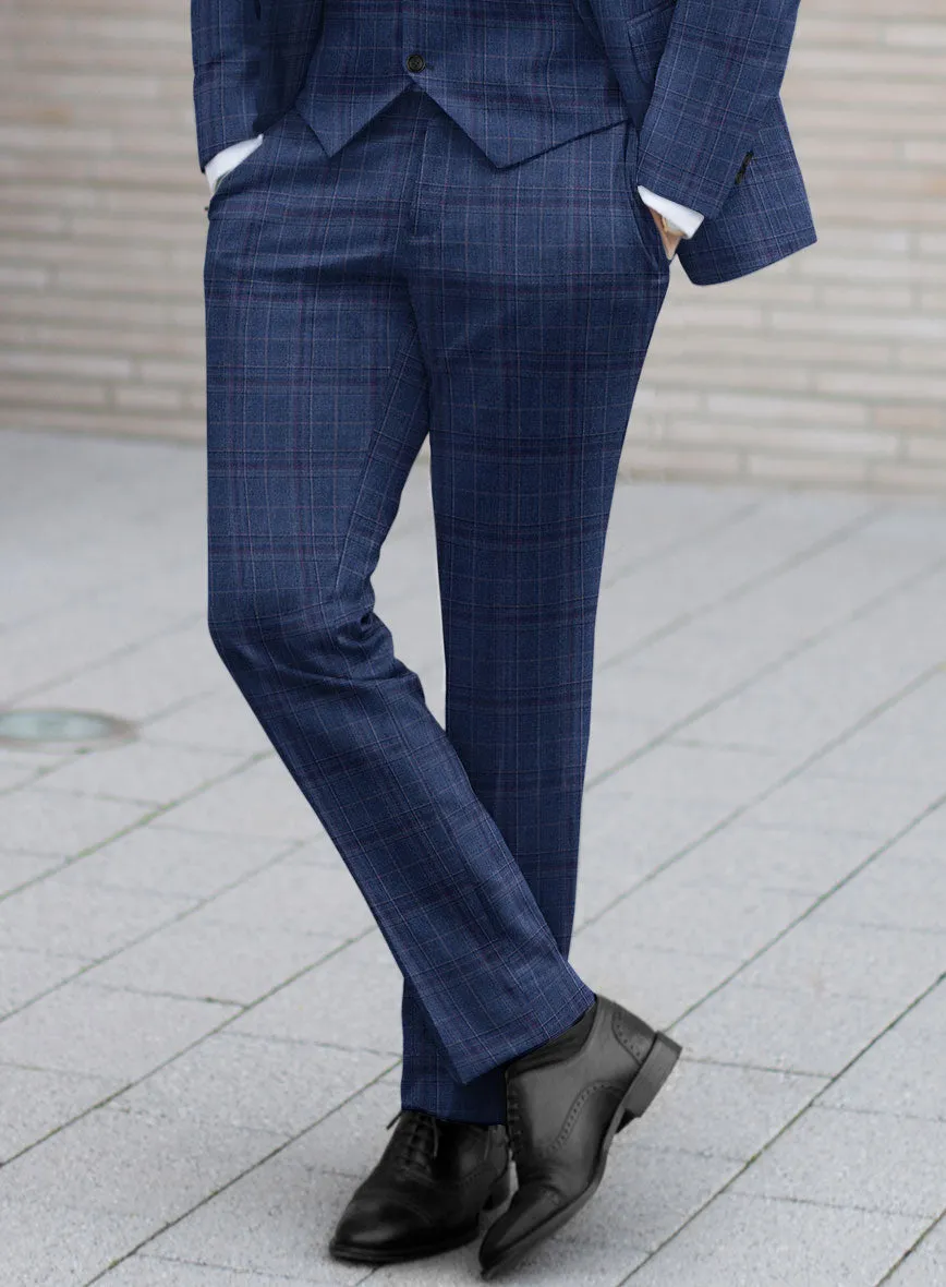 Reda Cerulean Blue Checks Wool Suit