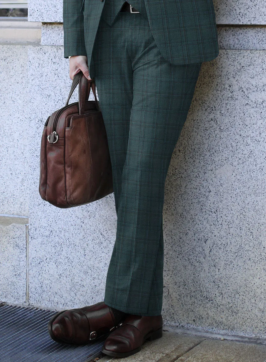 Reda Dark Teal Checks Wool Suit