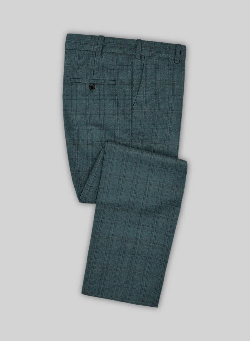 Reda Dark Teal Checks Wool Suit