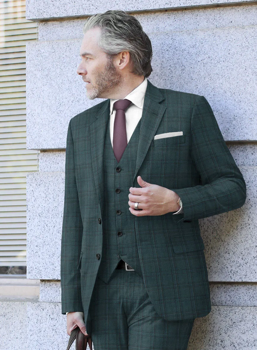 Reda Dark Teal Checks Wool Suit