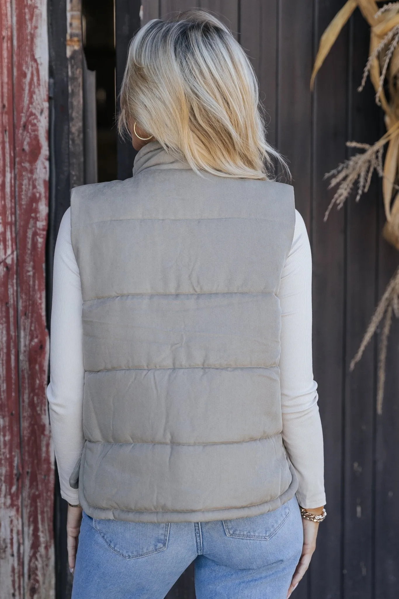 Sage Button Up Puffer Vest