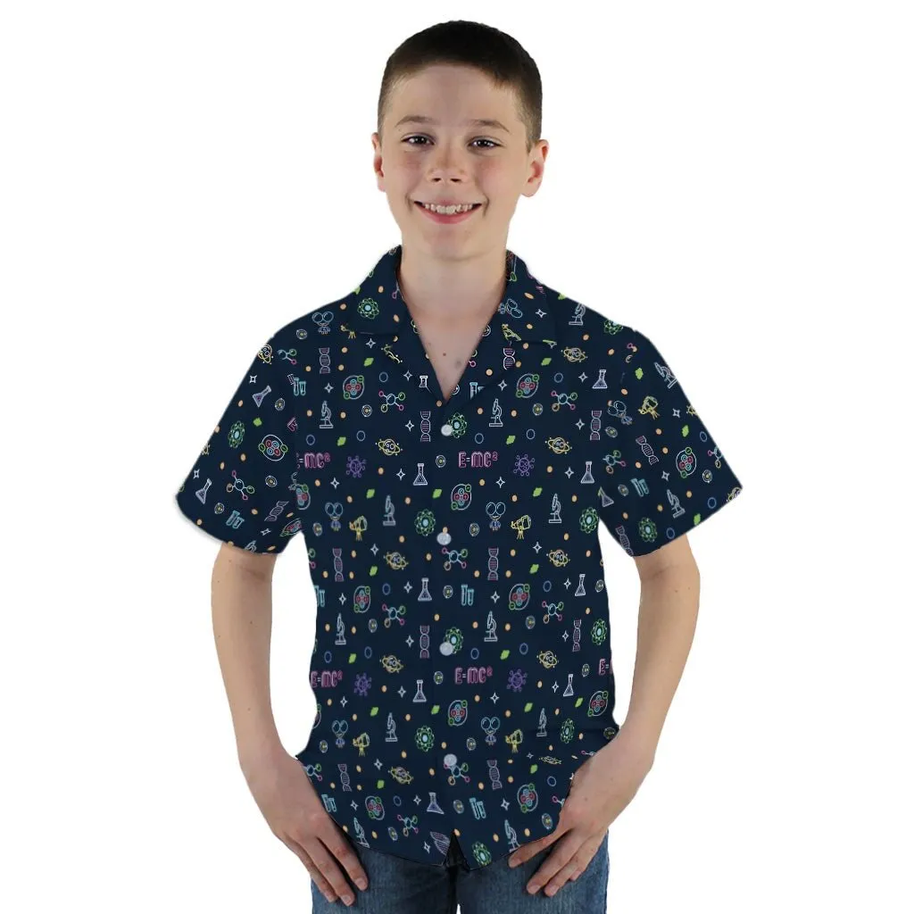 Science DNA Molecules Dark Navy Youth Hawaiian Shirt