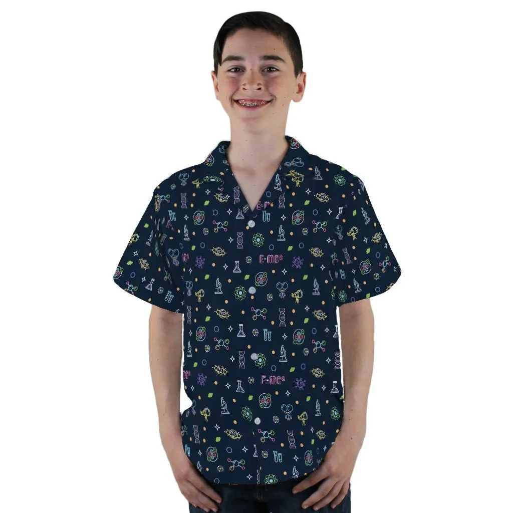 Science DNA Molecules Dark Navy Youth Hawaiian Shirt