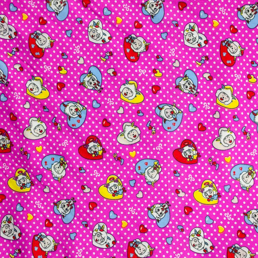 Sheep & Hearts on Pink Printed Flannelette