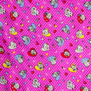 Sheep & Hearts on Pink Printed Flannelette