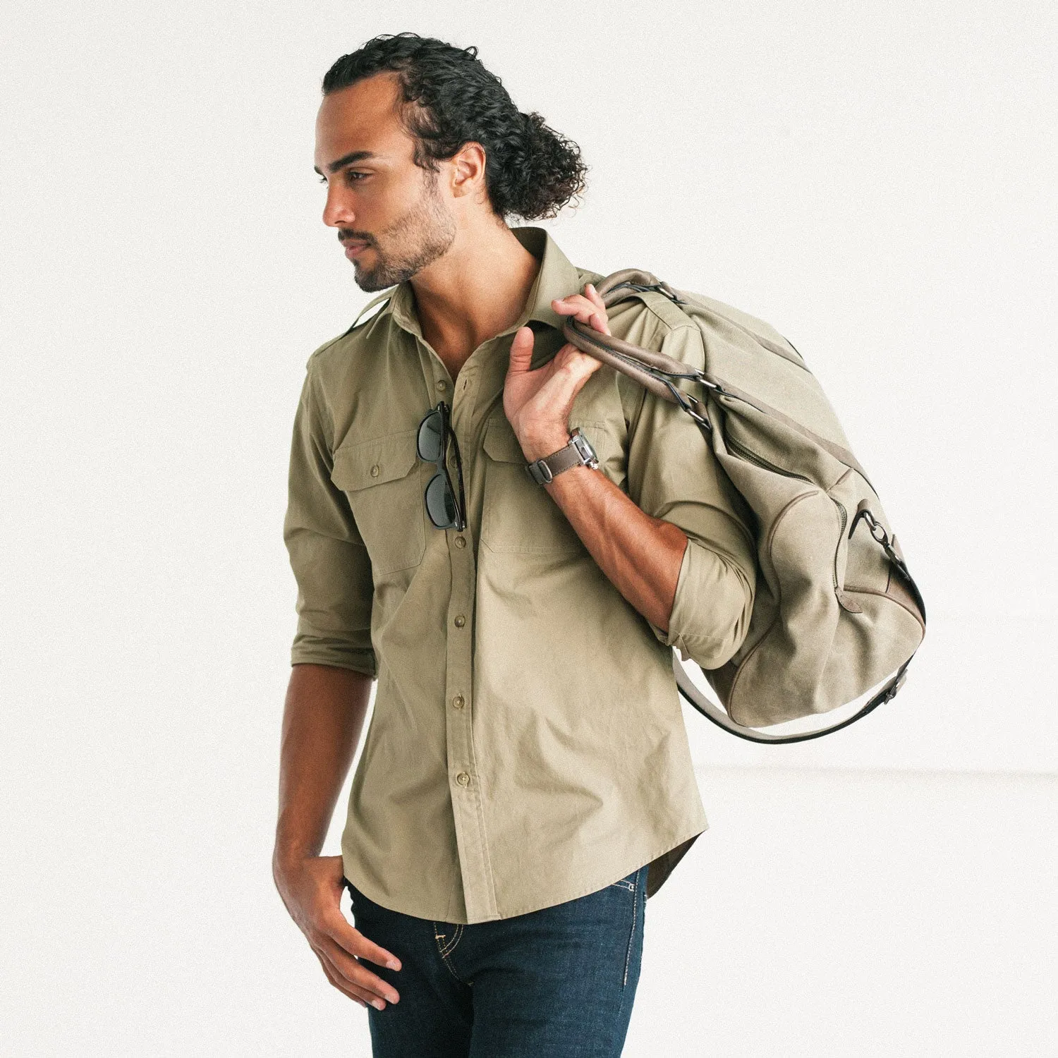 Smith Utility Shirt – Light Fatigue Khaki Cotton Twill