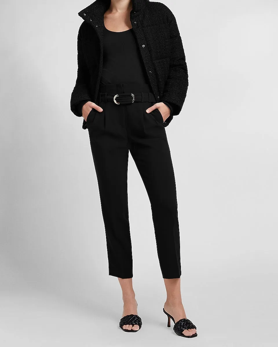 Super High Waisted Belted Ankle Pant in Pitch Black