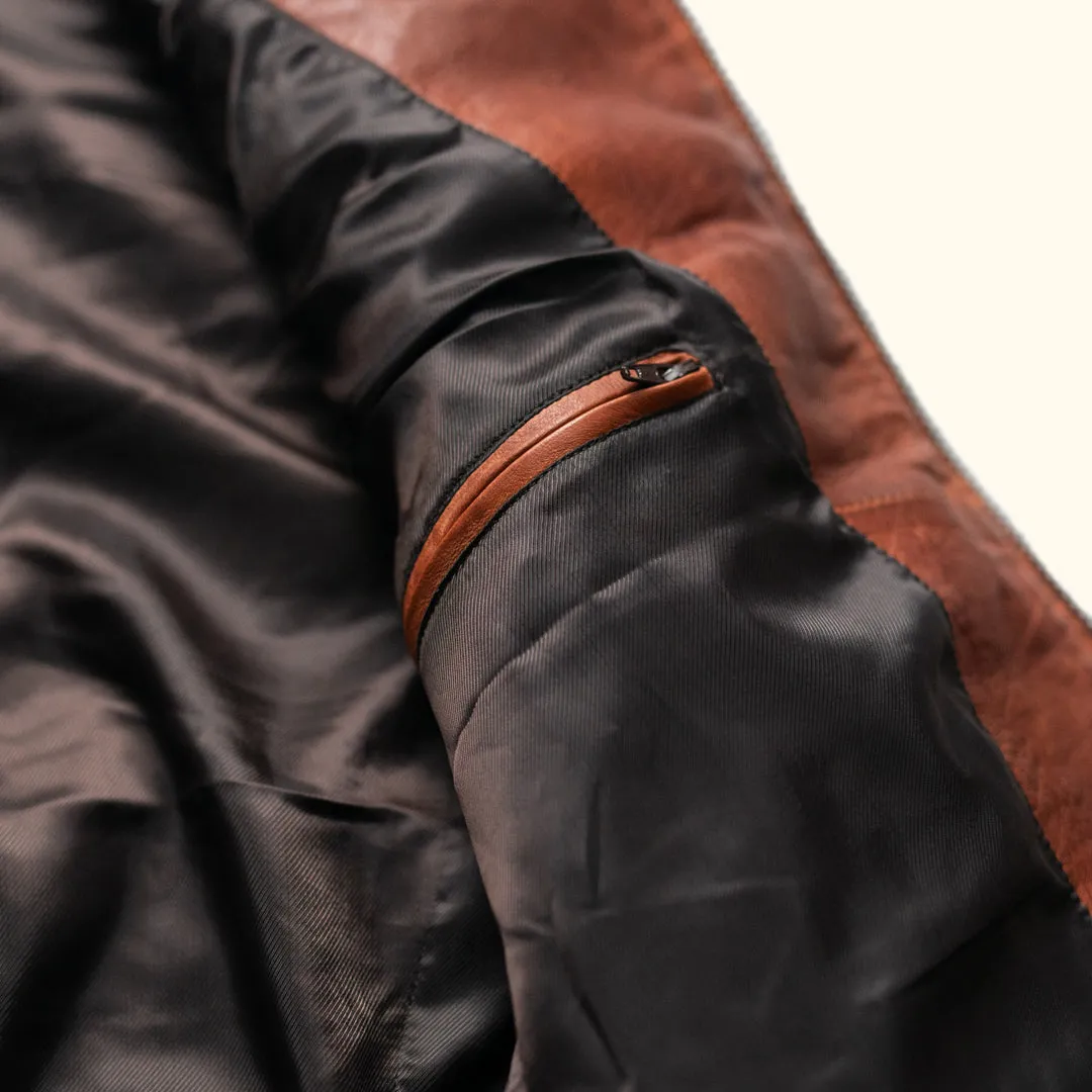 Teton Leather Light Down Vest | Whiskey Brown