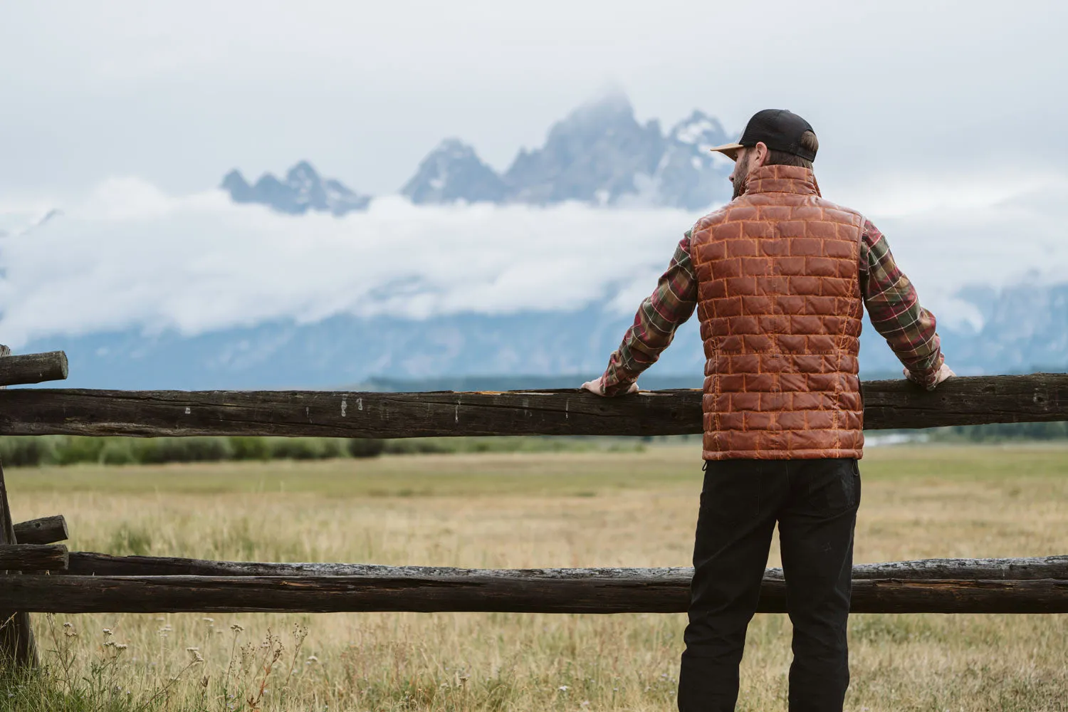 Teton Leather Light Down Vest | Whiskey Brown