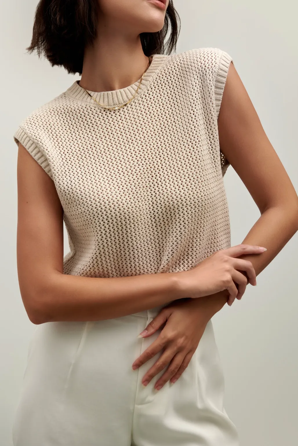 The Blake Knit Vest - Oatmeal