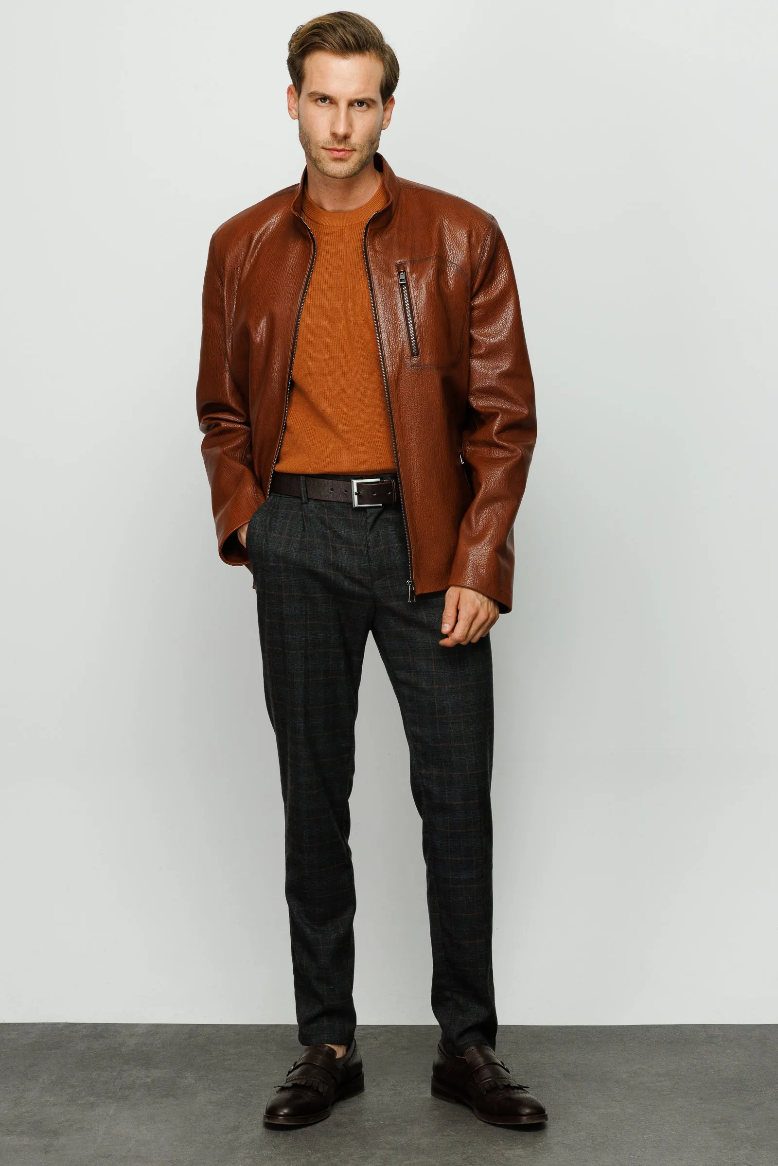 The Elgin Brown Leather Men Jacket