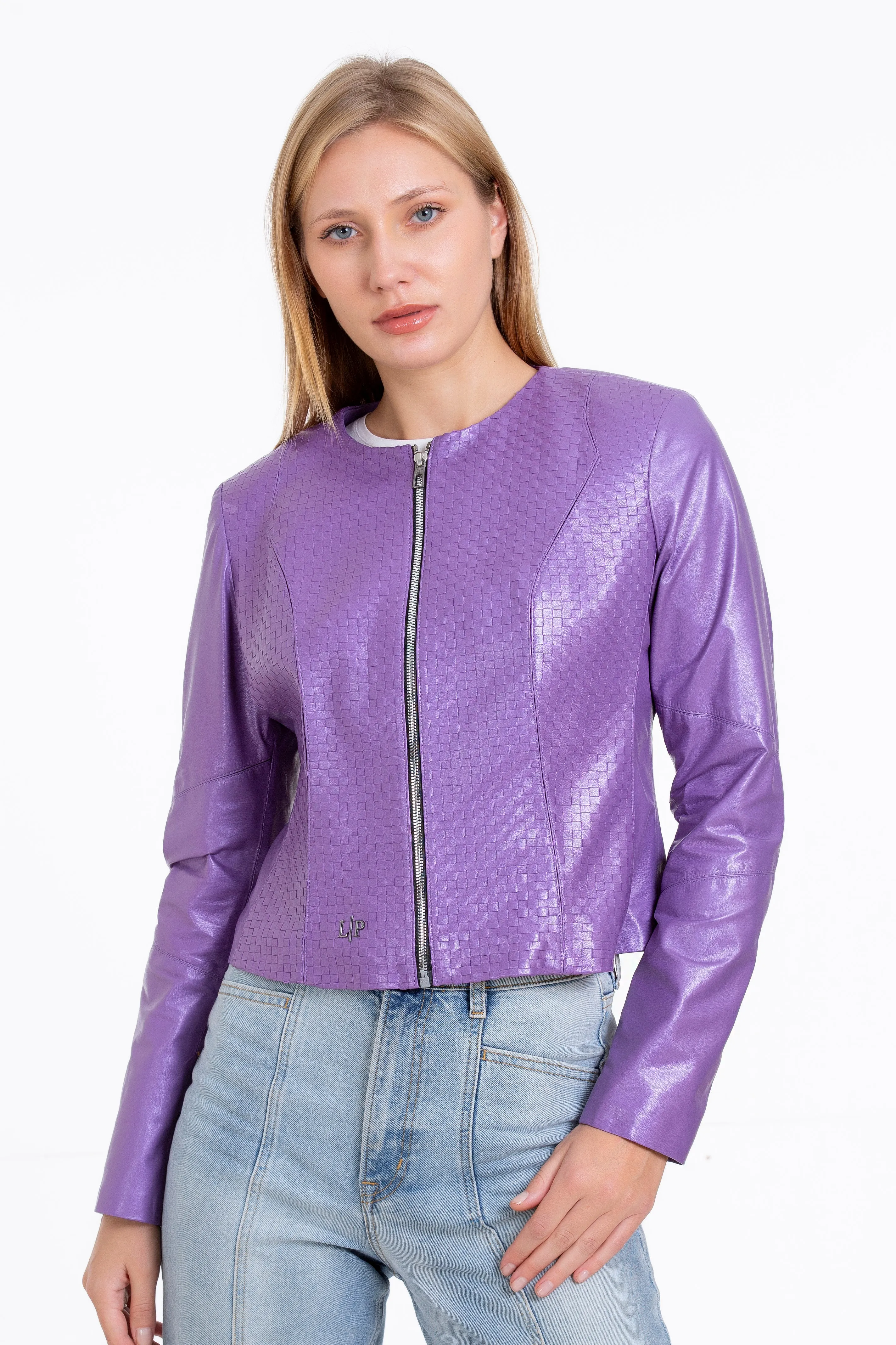 The Havnen  Lilac Leather Women Jacket