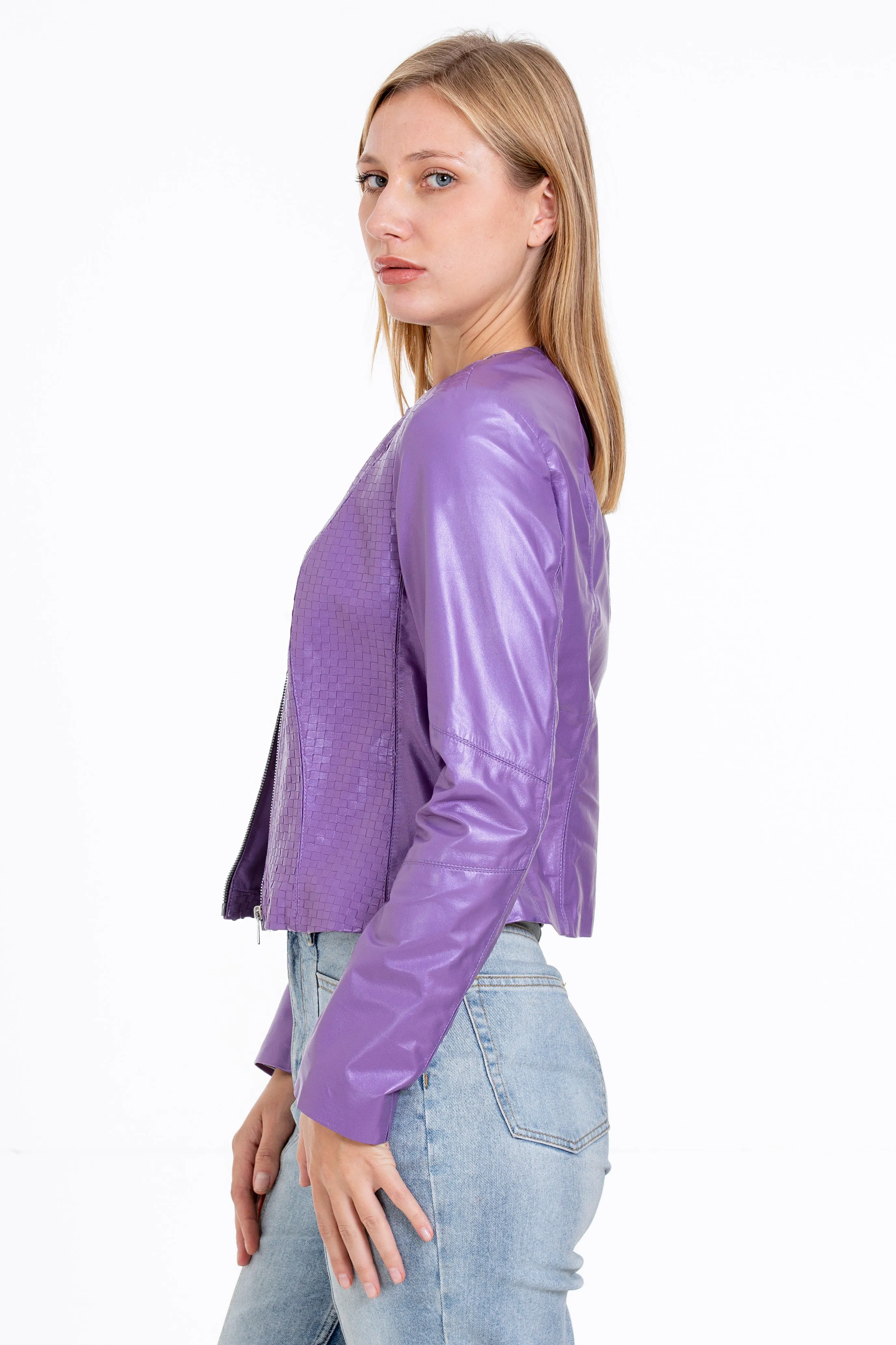 The Havnen  Lilac Leather Women Jacket