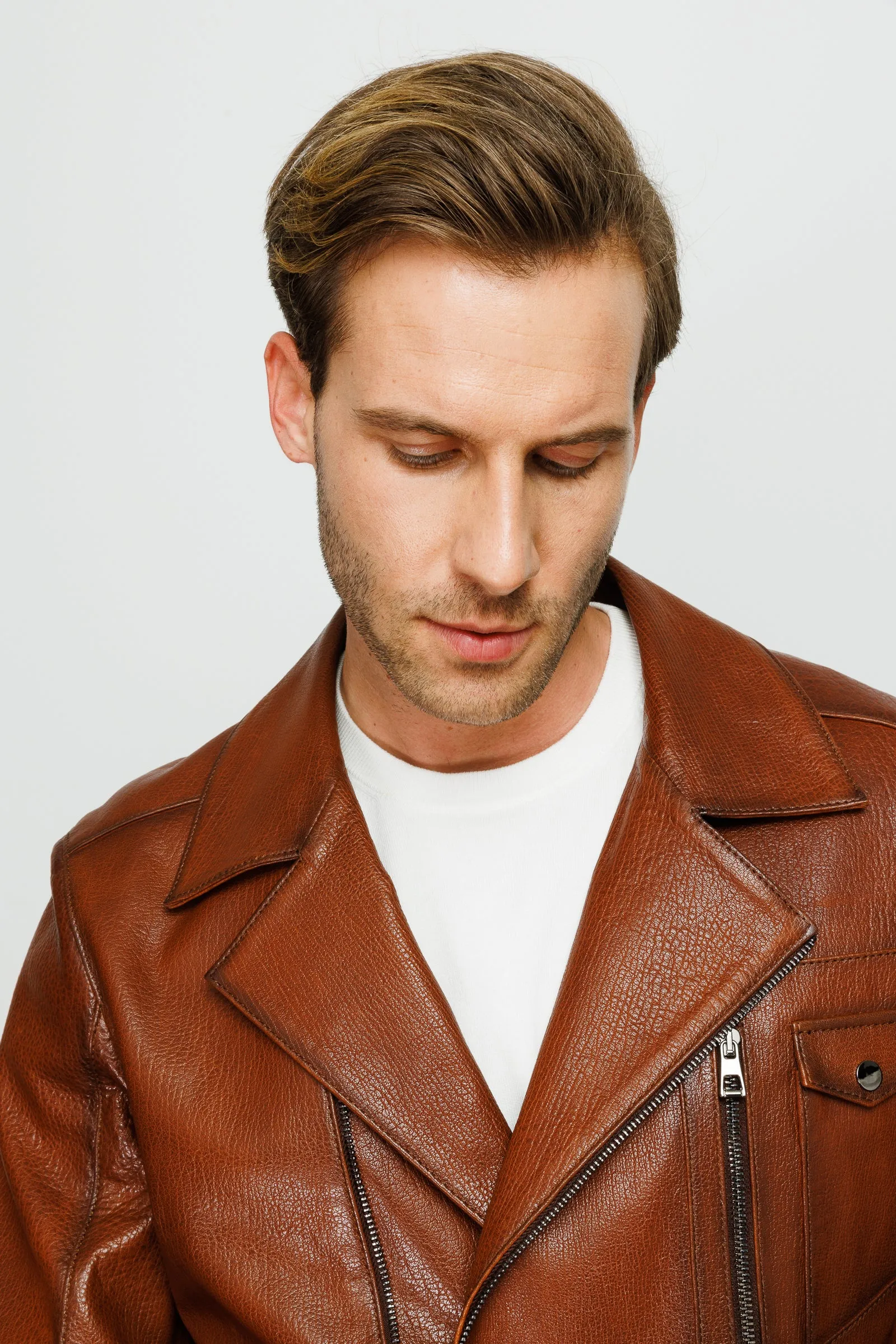 The Monola Tan Leather Men Jacket