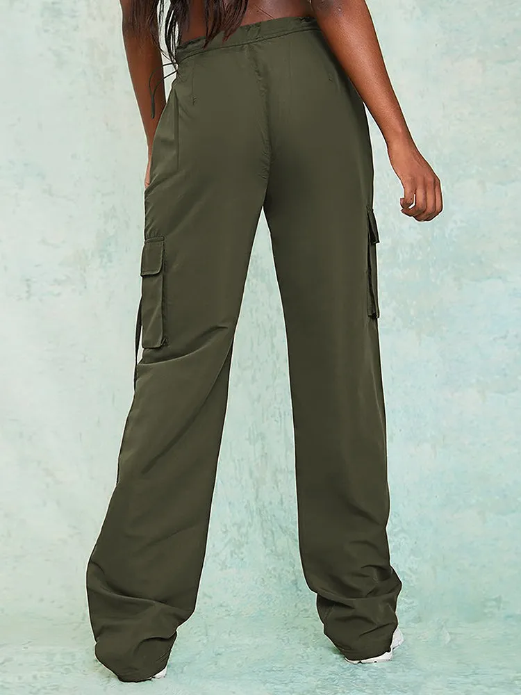 Women Fashion Baggy Relaxed Fit Long Cargo Pant Trousers