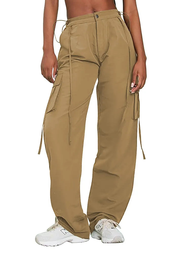 Women Fashion Baggy Relaxed Fit Long Cargo Pant Trousers