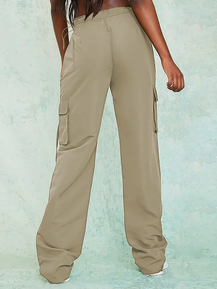 Women Fashion Baggy Relaxed Fit Long Cargo Pant Trousers