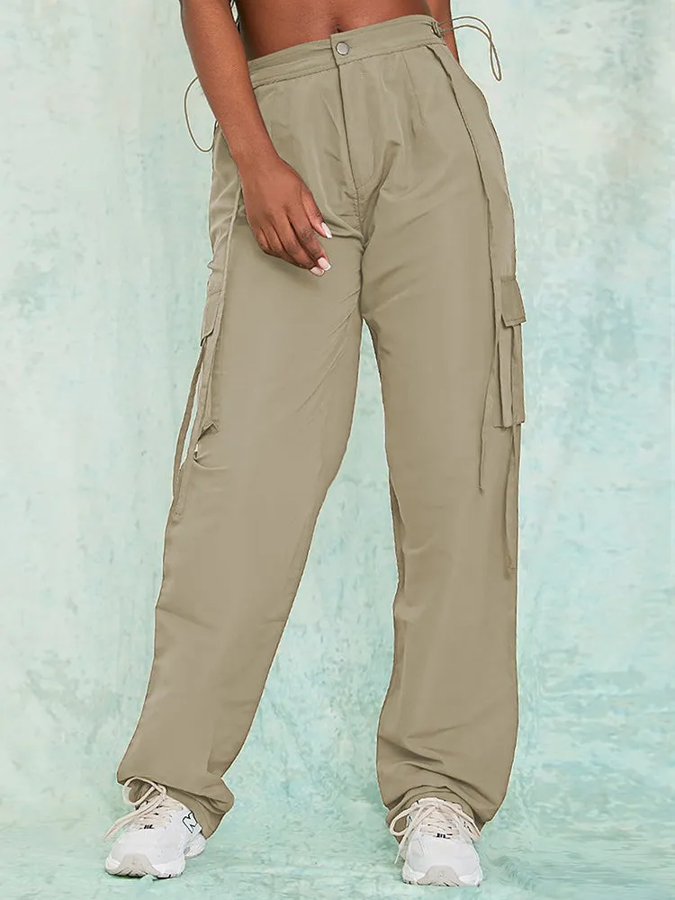 Women Fashion Baggy Relaxed Fit Long Cargo Pant Trousers