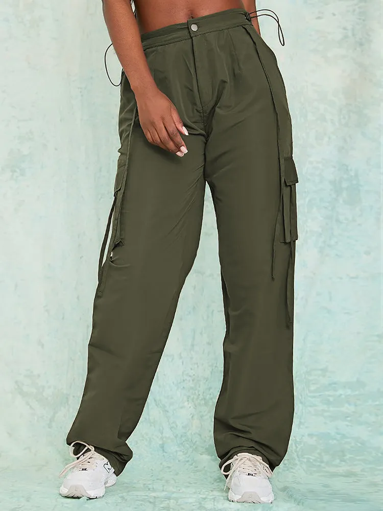 Women Fashion Baggy Relaxed Fit Long Cargo Pant Trousers