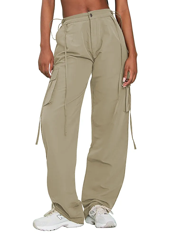 Women Fashion Baggy Relaxed Fit Long Cargo Pant Trousers