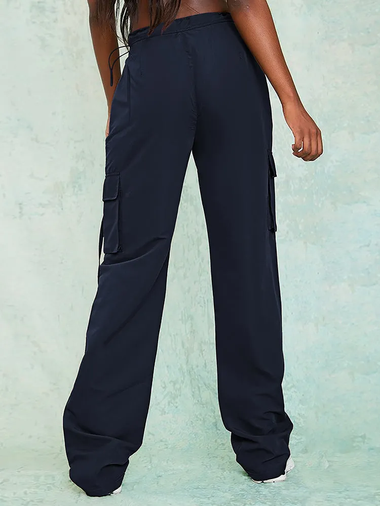 Women Fashion Baggy Relaxed Fit Long Cargo Pant Trousers