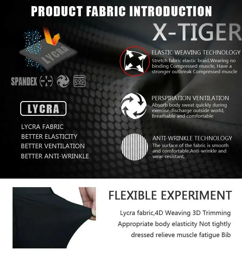 X-TIGER Cycling Bibs Shorts Summer Bike Breathable Men's 5D Gel Padded Bike Tights Triathlon Man Pro Licra Bicycle Shorts