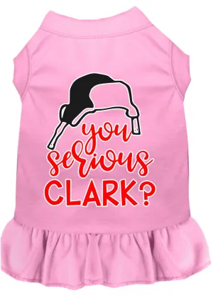 You Serious Clark? Screen Print Dog Dress Light Pink Lg